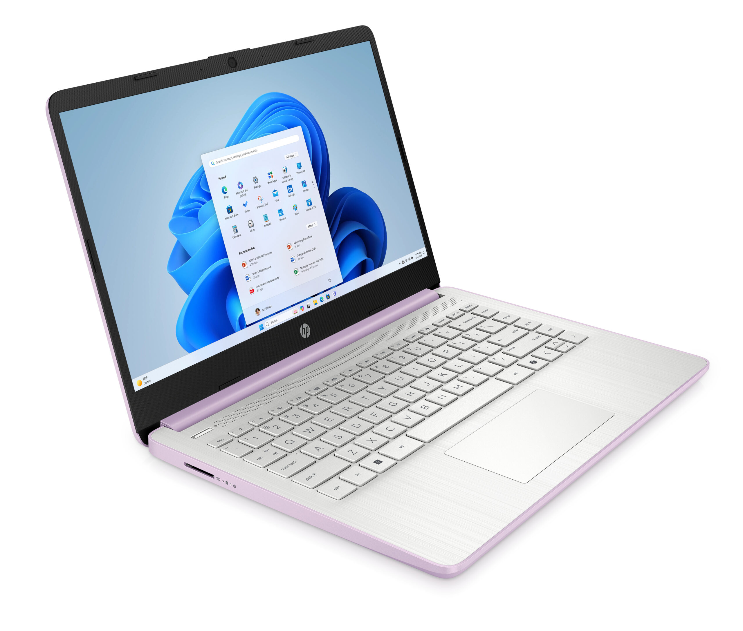 HP 14-DQ6104 Intel® N150 128GB UFS 4GB 14" (1366x768) WIN11 HONEY LAVENDER – תמונה 2
