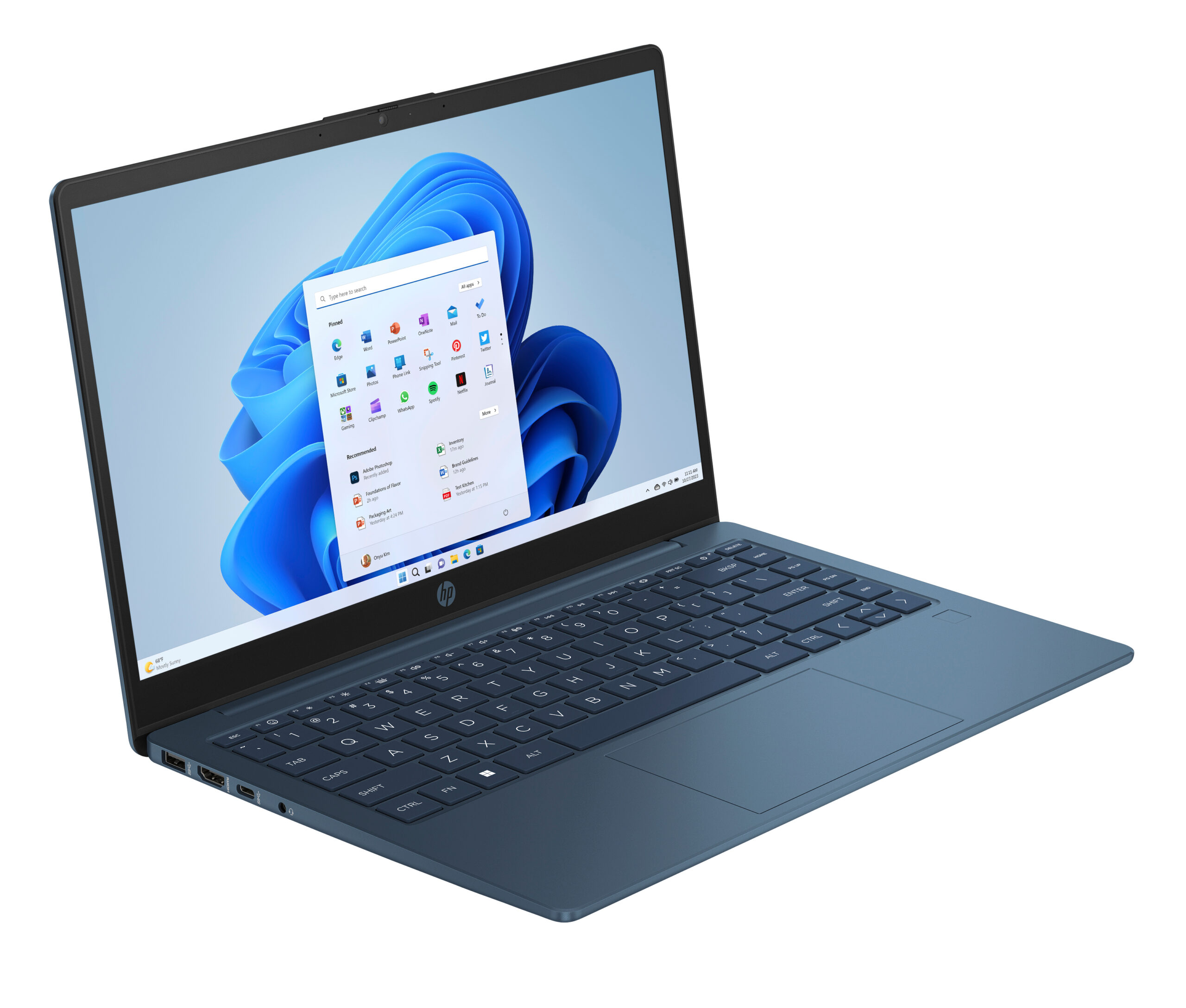 HP 14-EP2012 Intel® N150 128GB UFS 4GB 14" (1366x768) WIN11 WATERFALL BLUE – תמונה 2