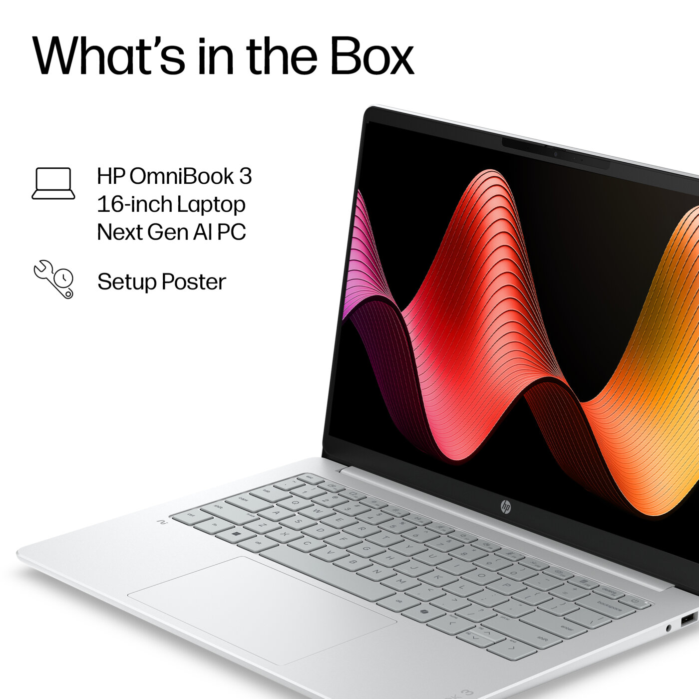 HP OmniBook 3 16-BZ0019 Snapdragon® X X1-26-100 AI 512GB SSD 16GB 16" (1920x1200) WIN11 MICA SILVER – תמונה 5