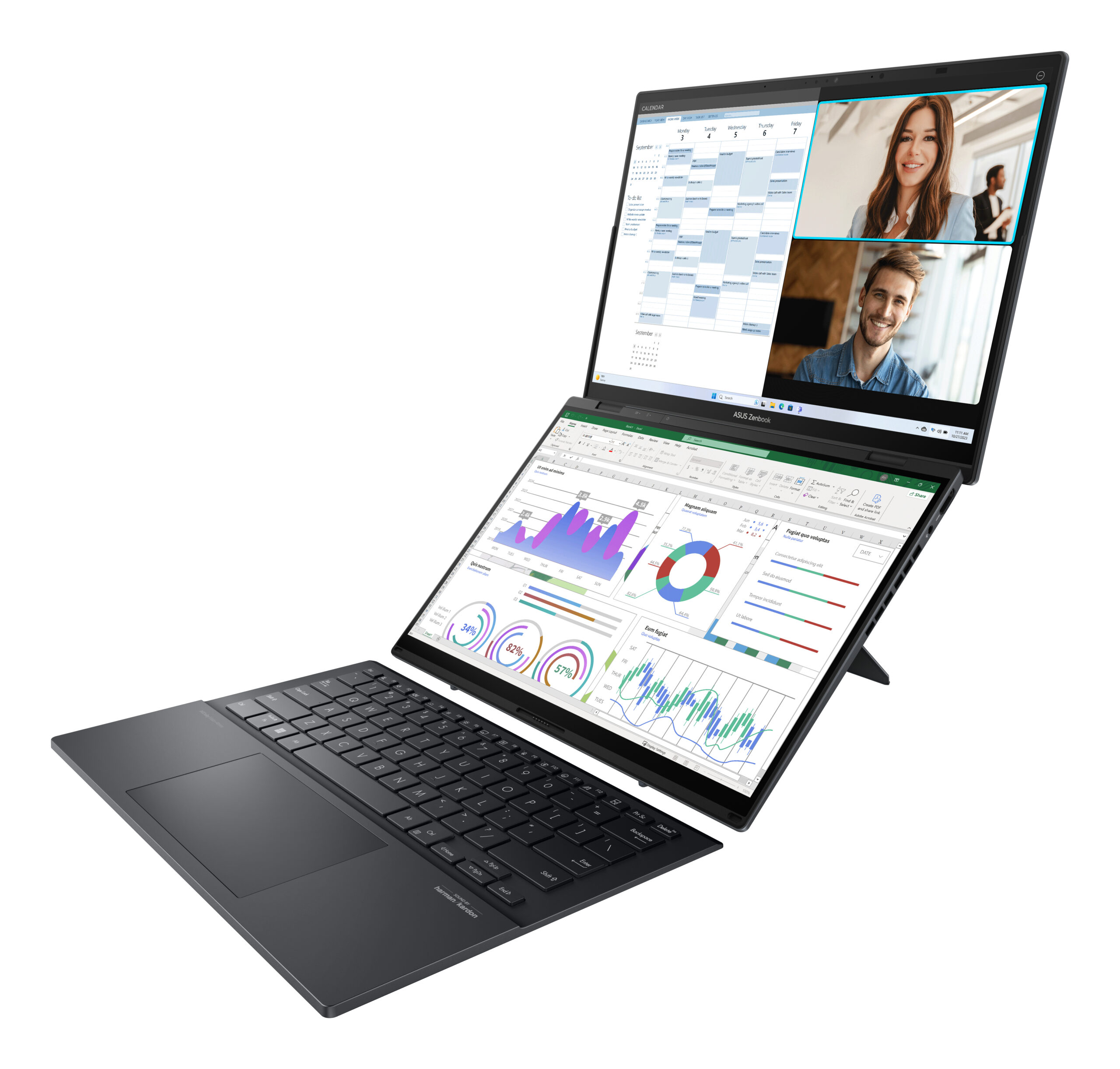Asus ZenBook DUO UX8406CA-IS99T Core™ Ultra 9 285H 2TB SSD 32GB DUAL 14.5" (1920x1200) TOUCHSCREENS OLED WIN11 INKWELL GRAY Detacheable Backlit Keyboard