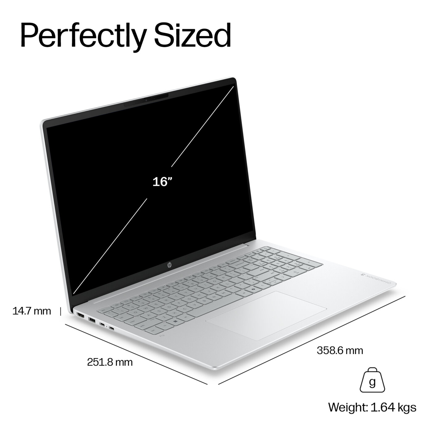 HP OmniBook 3 16-BZ0019 Snapdragon® X X1-26-100 AI 512GB SSD 16GB 16" (1920x1200) WIN11 MICA SILVER – תמונה 6