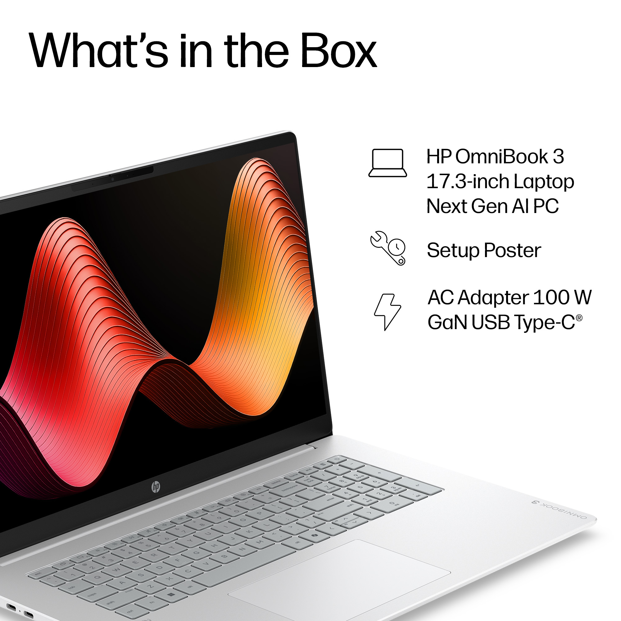 HP OmniBook 3 17-DF0575 Core™ Ultra 7 355U 1TB SSD 16GB 17.3" (1920x1080) TOUCHSCREEN WIN11 Backlit Keyboard – תמונה 4