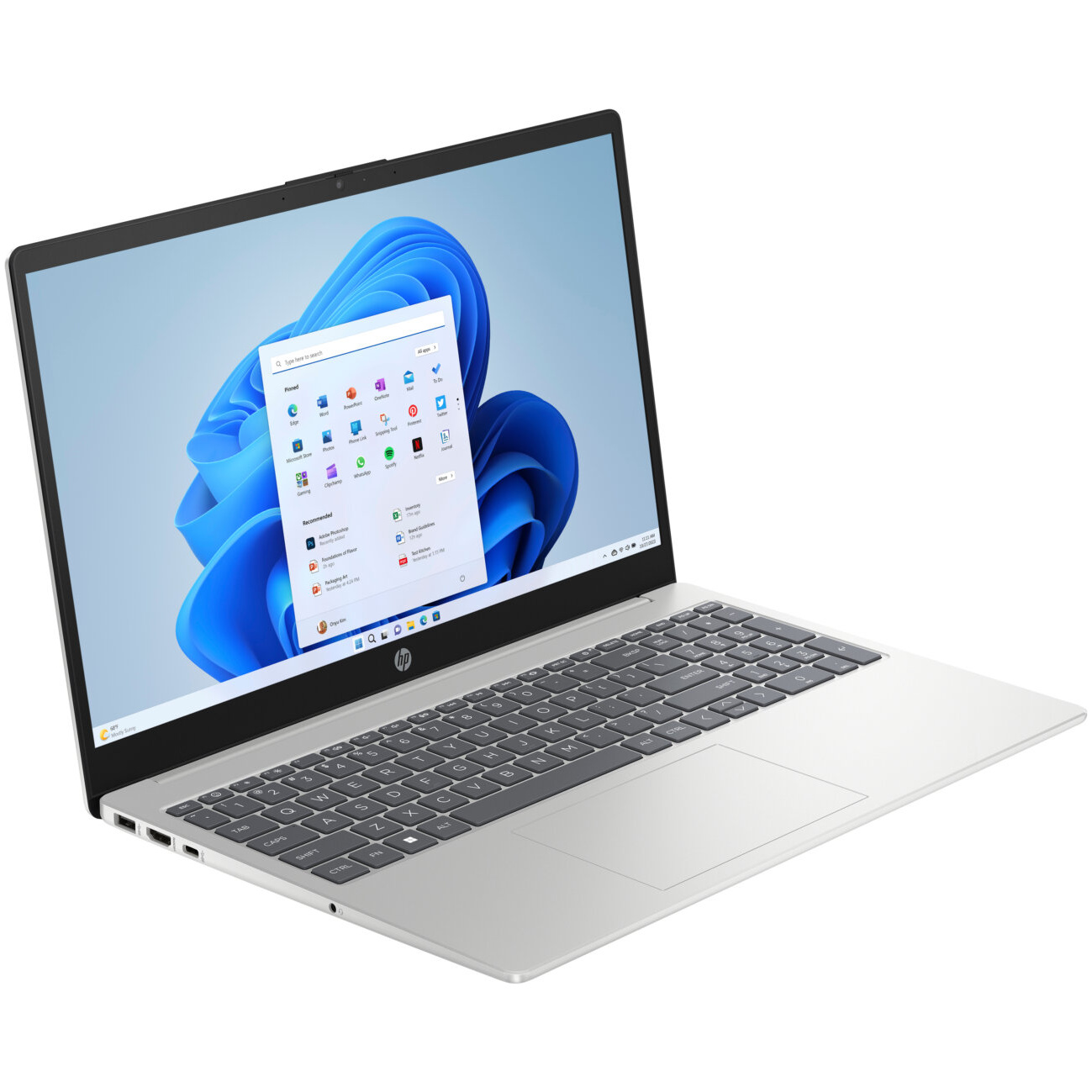 HP 15-FD0005 Core™ i5-1235U 512GB SSD 8GB 15.6" (1366x768) TOUCHSCREEN WIN11 NATURAL SILVER – תמונה 2