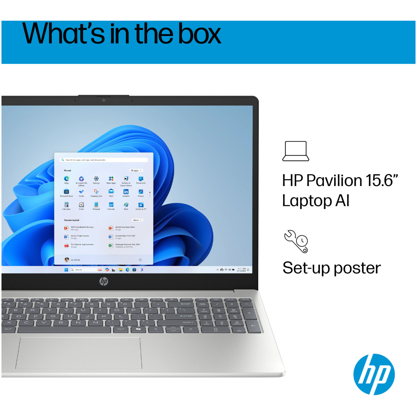 HP 15-FD2059 Core™ Ultra 5 225U 512GB SSD 8GB 15.6" (1920x1080) WIN11 NATURAL SILVER – תמונה 4