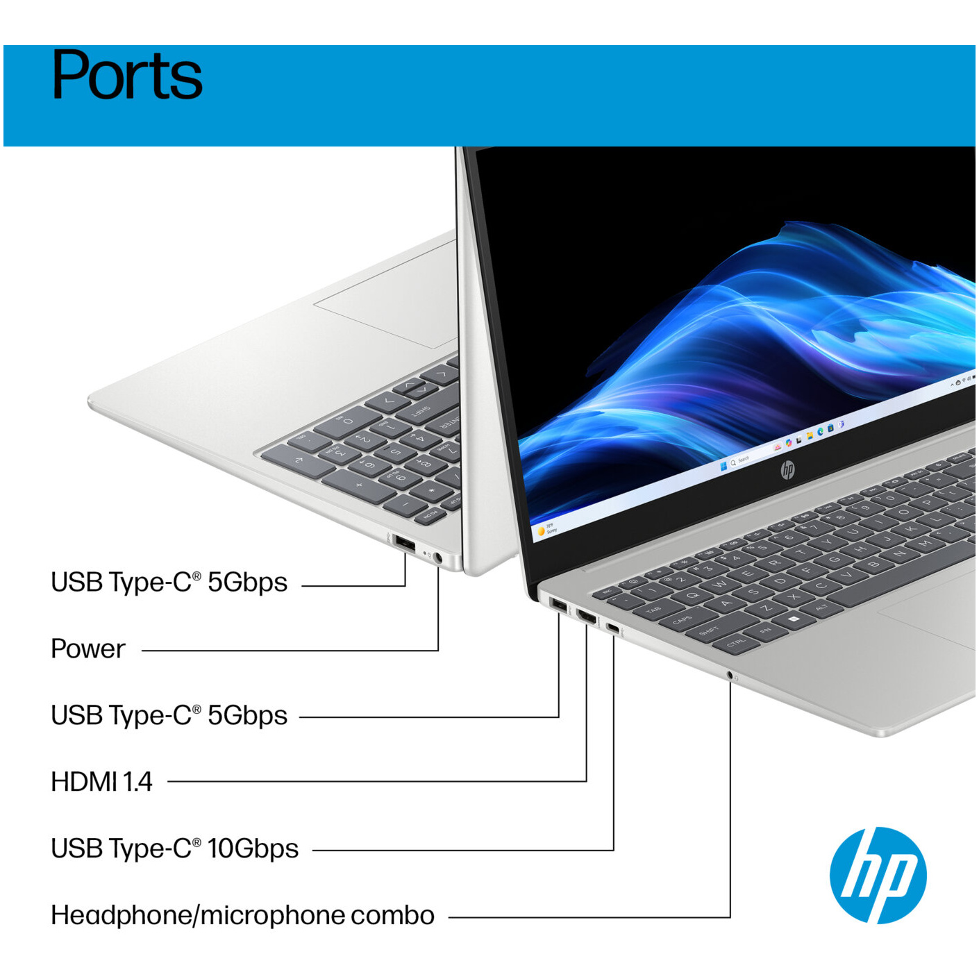 HP 15-FD2059 Core™ Ultra 5 225U 512GB SSD 8GB 15.6" (1920x1080) WIN11 NATURAL SILVER – תמונה 3