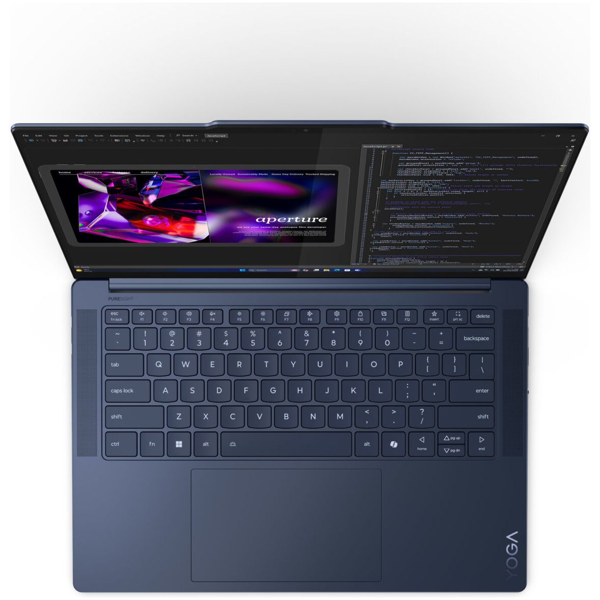 Lenovo YOGA SLIM 7 14Q8X9 2-IN-1 Copilot+ PC Snapdragon® X Elite X1E-78-100 512GB SSD 16GB 14.5" (2944x1840) OLED TOUCHSCREEN WIN11 COSMIC BLUE Backlit Keyboard – תמונה 5