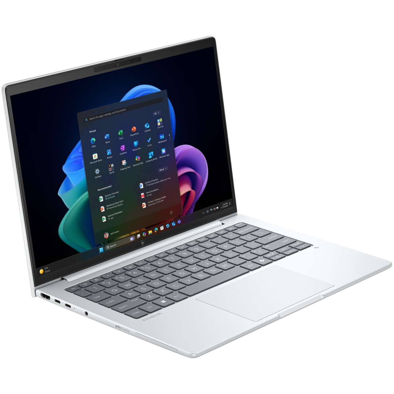 HP EliteBook 8 G1 Core™ Ultra 7 268V 1TB SSD 32GB 14" WUXGA (1920x1200) TOUCHSCREEN IPS WIN11 Pro GLACIER SILVER Backlit keyboard – תמונה 2
