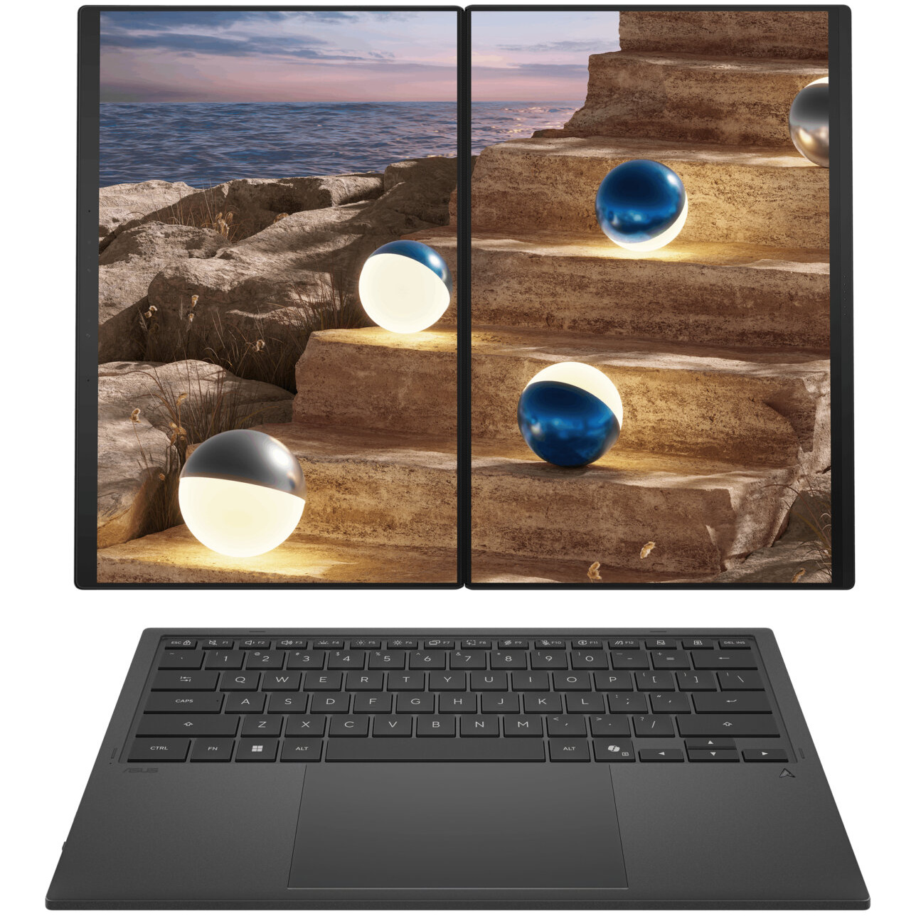 Asus ZenBook DUO UX8407AA-PSX9T Core™ Ultra X9 388H 1TB SSD 32GB DUAL 14.5" (2880x1800) OLED TOUCHSCREEN 144Hz WIN11 MOHER GRAY Detacheable Backlit Keyboard Sleeve and Stylus Included – תמונה 2