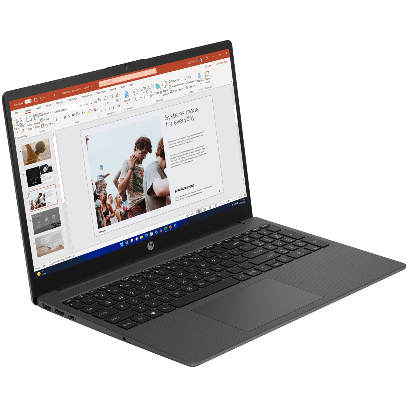 HP 255 G10 Ryzen™ 3 7320U 256GB SSD 4GB 15.6" (1920x1080) FreeDOS DARK ASH SILVER – תמונה 2