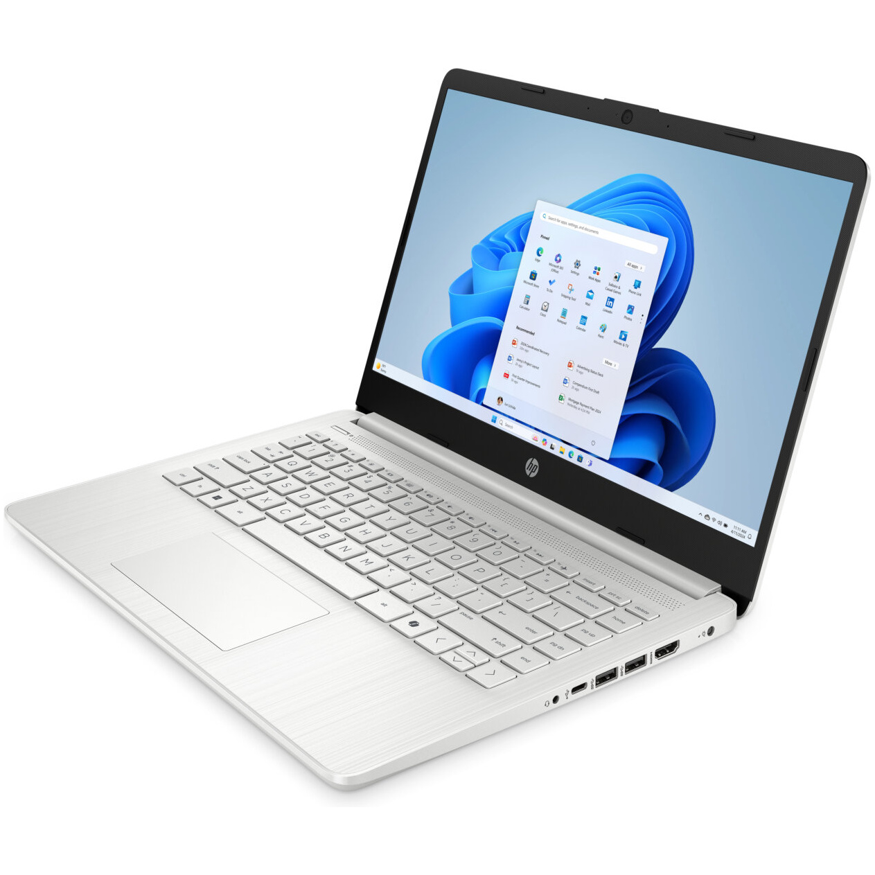 HP 14-DQ6101 Intel® N150 128GB UFS 4GB 14" (1366x768) WIN11 NATURAL SILVER DAMAGED BOX – תמונה 5