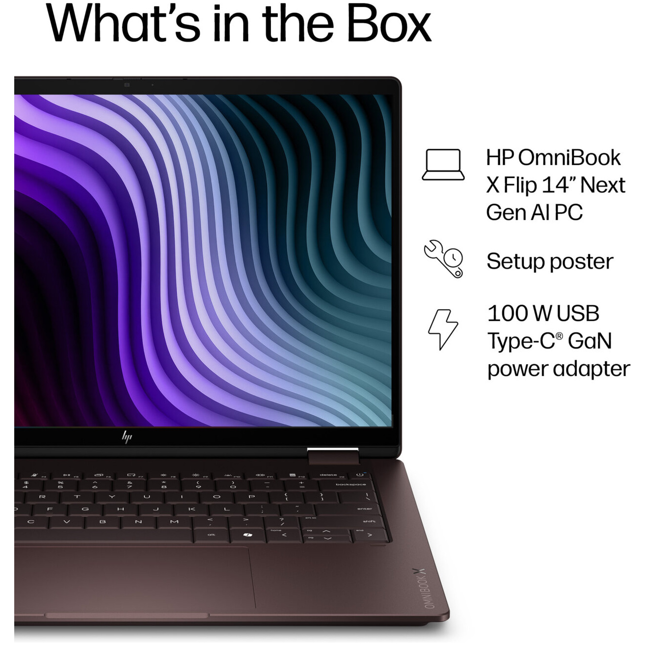 HP OmniBook X Flip 14-KC0013 AMD Ryzen™ AI 5 430 512GB SSD 16GB 14" (1920x1200) OLED TOUCHSCREEN WIN11 DEEP ESPRESSO Backlit Keyboard – תמונה 7