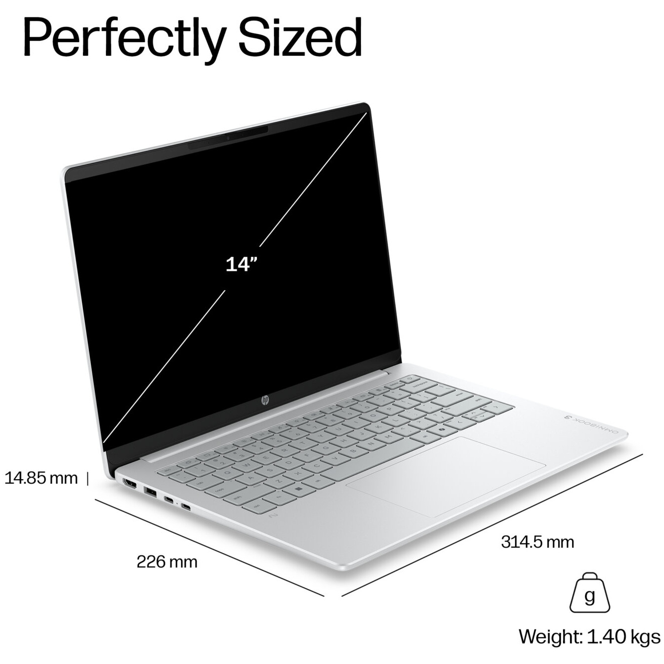HP OmniBook 3 14-HZ0088 Snapdragon® X X1-26-100 256GB SSD 8GB 14" (1920x1200) OLED WIN11 STARLIT BLUE – תמונה 7